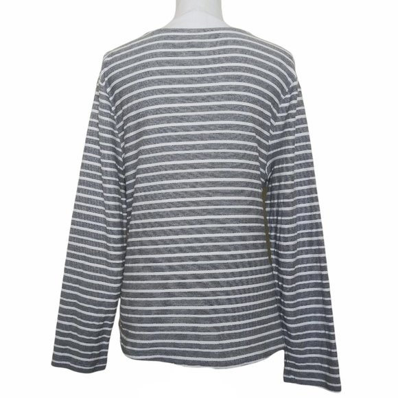 4/$20 A New Day Gray & White Striped Long Sleeve Tie Front Top XXL - Picture 3 of 6